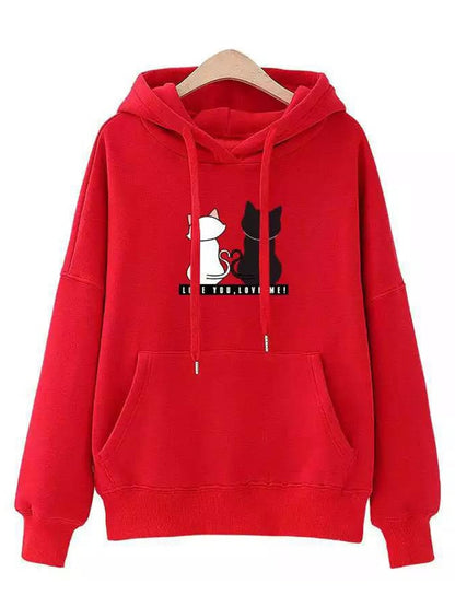 Harajuku Hoodie: Streetwear Hoodies for Women with Cute Cat Print - Autumn Long Sleeve Sweatshirt for a sudadera mujer style