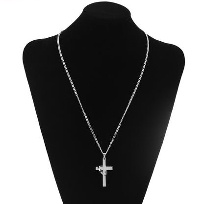 Best New Fast and Furious 7 Moive Cross Tourette Necklace Dominic Toretto Crystal Jesus Cross Pendant Necklace For Men Gifts Jewelry