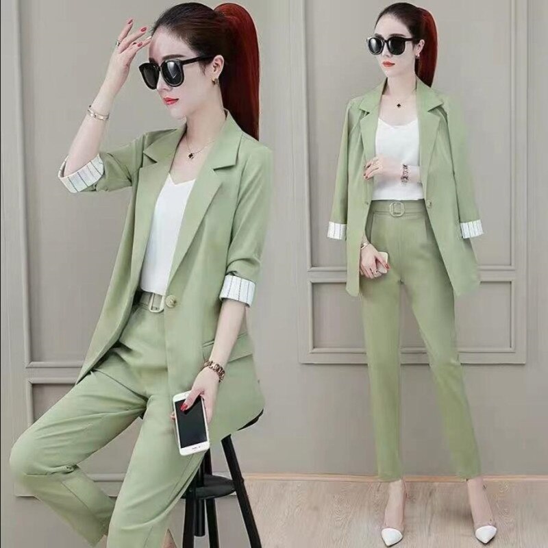 Modern Elegance Women Three-Piece Fashion office Suit Set - Professional Wear with a Touch of Korean Sophistication