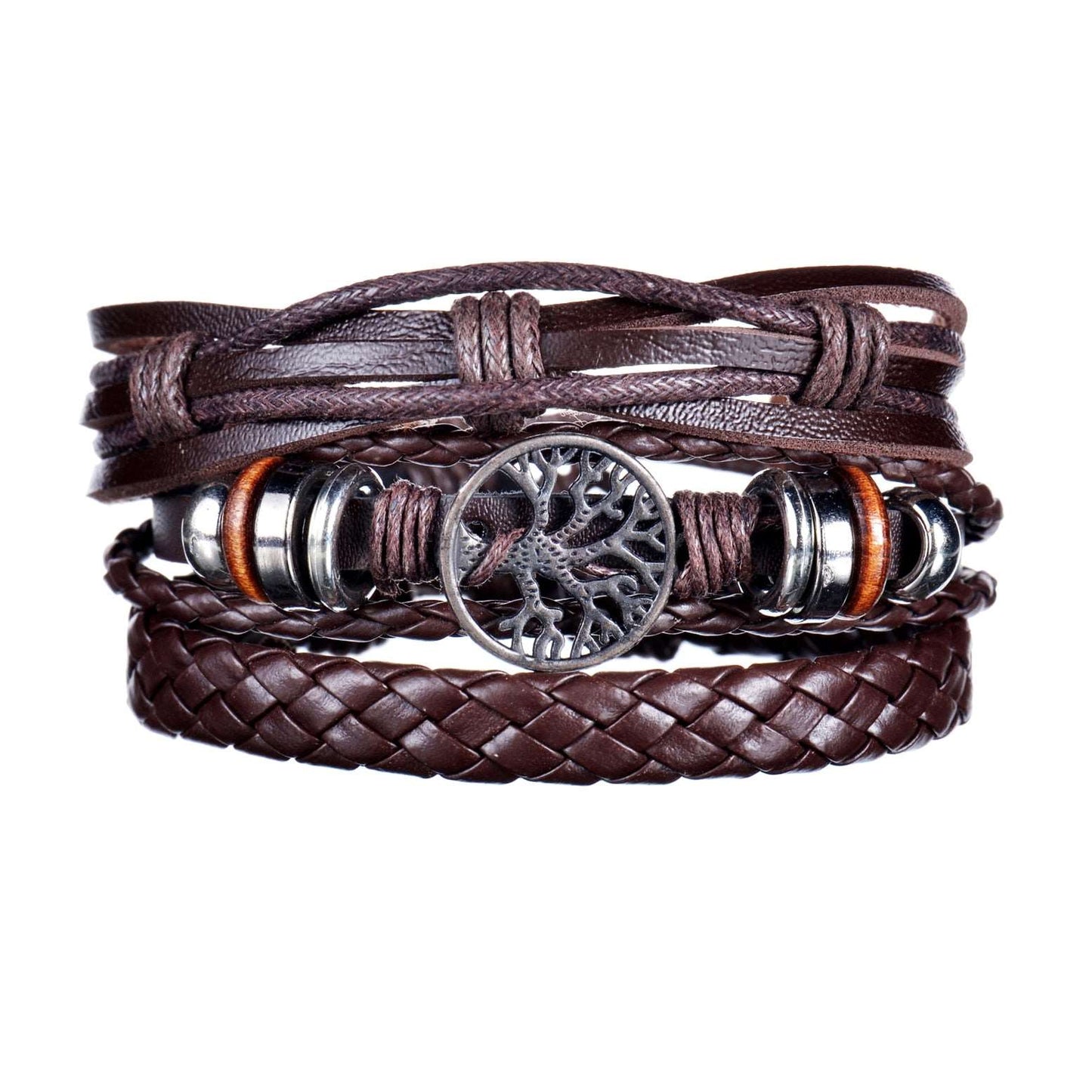 3/4Pcs/ Set Braided Wrap Leather Bracelet for Men