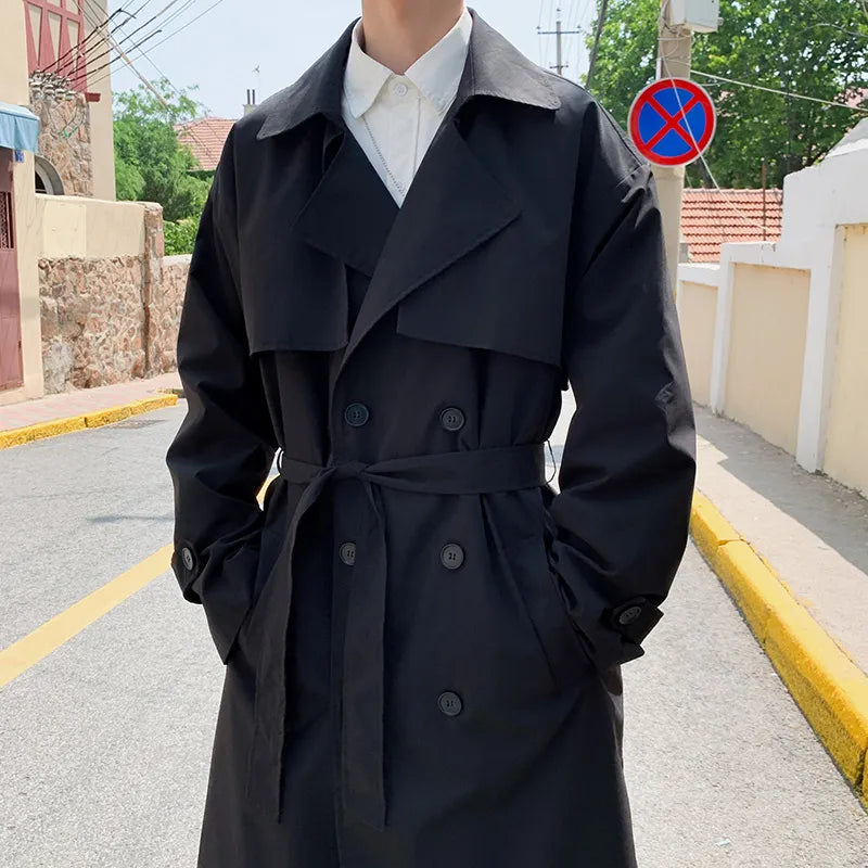 Business Casual Loose Long Overcoat Korean style Spring Trench Coat Male