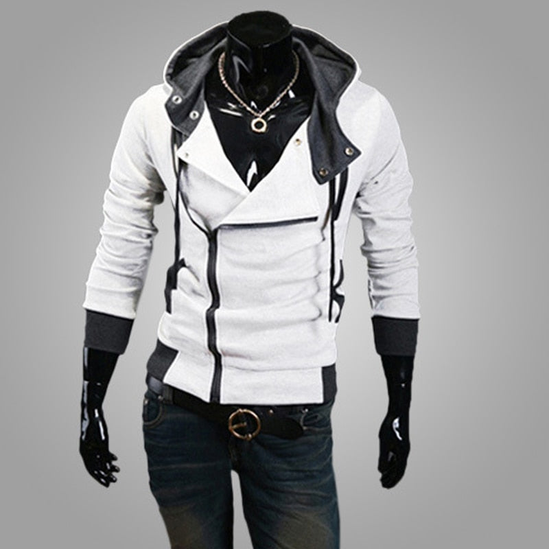 Casual Men's Hooded Jacket Black Slim Zipper Hoodie Sweatshirt Streetwear Outerwear Cardigan Sportswear Male Hoodies