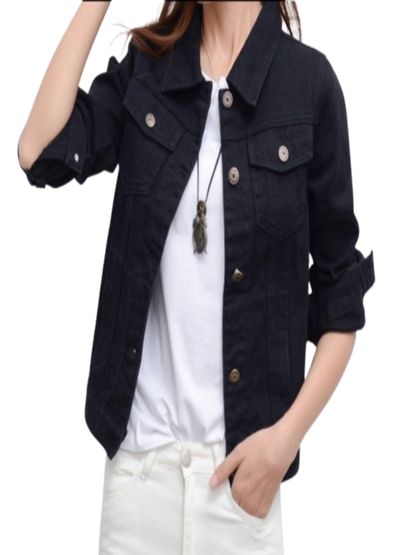 New Women's Denim Jacket Spring and Autumn Casual Short Denim Jacket Women's Korean Version Solid Color Jacket Clothes