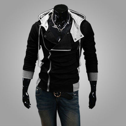 Casual Men's Hooded Jacket Black Slim Zipper Hoodie Sweatshirt Streetwear Outerwear Cardigan Sportswear Male Hoodies