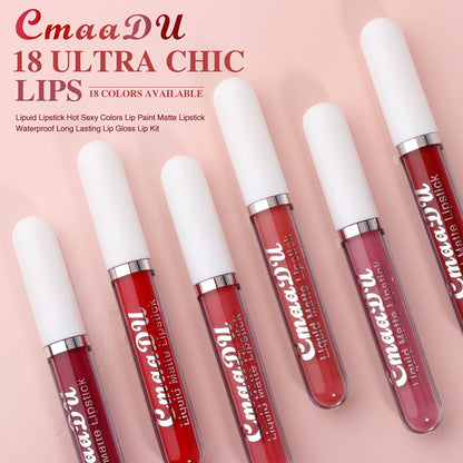 Velvet Matte Lip Gloss Sexy, Long Lasting, Non-stick Cup, Waterproof - Women's Beauty Makeup in Red shade