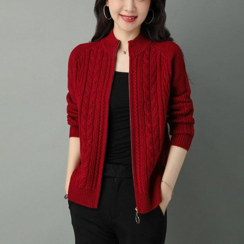 New Style Women's Knitted Zipper Cardigan Jacket