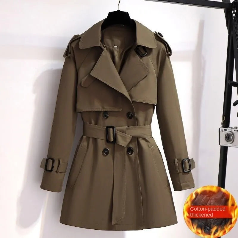 Women Vintage Elegant Clothes Trench Coat All-match Elegant Fashion Double Breasted Loose Street Short Jacke