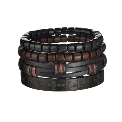 3/4Pcs/ Set Braided Wrap Leather Bracelet for Men