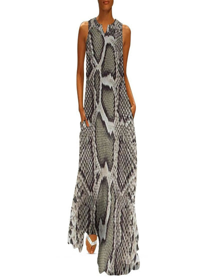 Snake skin Python Dress Summer Animal Skin Print Fashion Bohemia Long Dresses Ladies Custom Vintage Maxi Dress Big Size 4XL 5XL