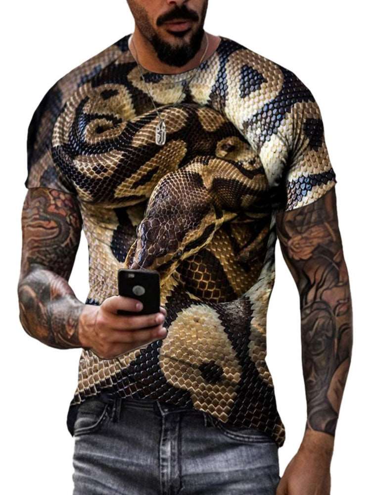 Animal Python Pattern 3D Printed Summer Men's T-shirt