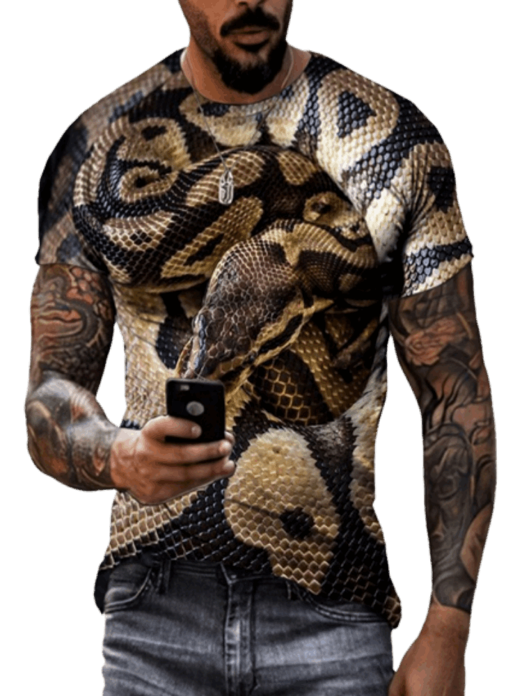 Animal Python Pattern 3D Printed Summer Men's T-shirt