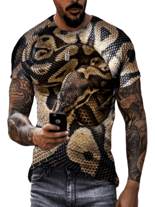 Animal Python Pattern 3D Printed Summer Men's T-shirt