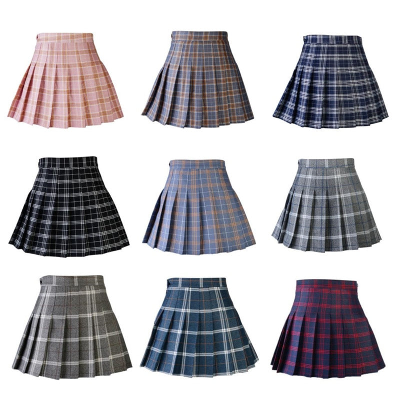 Women Harajuku Skirt Pleat Skirt Preppy Style Plaid Skirts Mini Cute Japanese School Uniforms Ladies Jupe Kawaii Skirt Harajuku