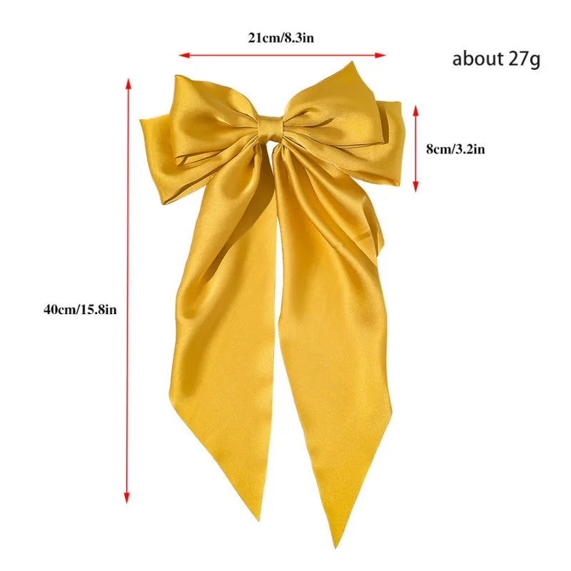 11 Solid Color Satin Ribbon Big Bows Hairpin Spring Clips Hair Accessories for Women Girls Trendy Korean Summer Headwear 2024