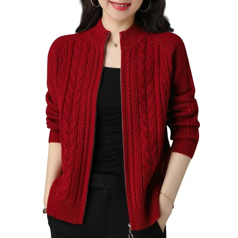 New Style Women's Knitted Zipper Cardigan Jacket