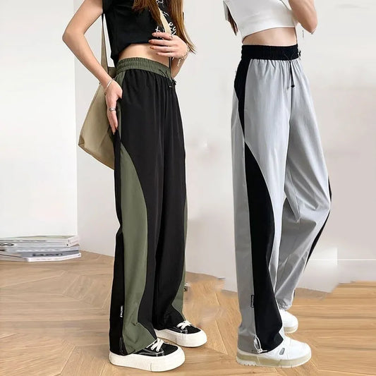 Harajuku Hip Hop Woman Clothing Sweatpants High Waist Drawstring Contrast Color Streetwear Fashion Loose Sports Casual Trousers