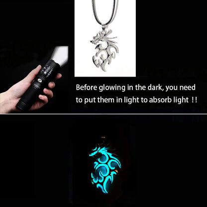 Luminous Dragon Necklace Glowing Night Fluorescence Antique Harajuku Style Silver Plated Glow In The Dark Necklace for Men Women Party Hallowen