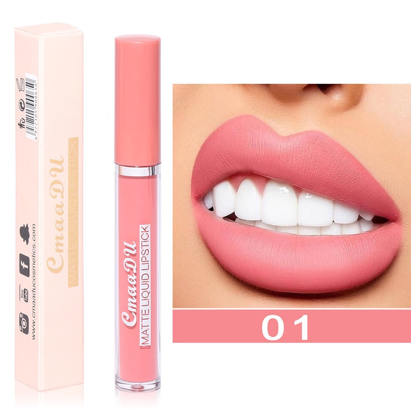 Velvet Matte Lip Gloss Sexy, Long Lasting, Non-stick Cup, Waterproof - Women's Beauty Makeup in Red shade