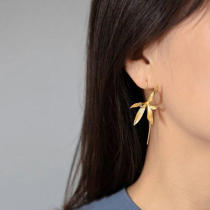 Exquisite Blooming Flower Hook Earrings Simple Accessories Gold Silver Color Plant Drop Dangle Earrings Jewelry