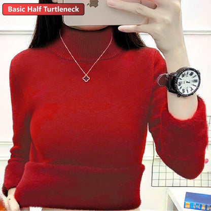 Turtleneck Winter Sweater for Women - Warm Sueter Knitted Pullover, Slim Tops, and Jersey Knitwear Jumper