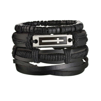 3/4Pcs/ Set Braided Wrap Leather Bracelet for Men