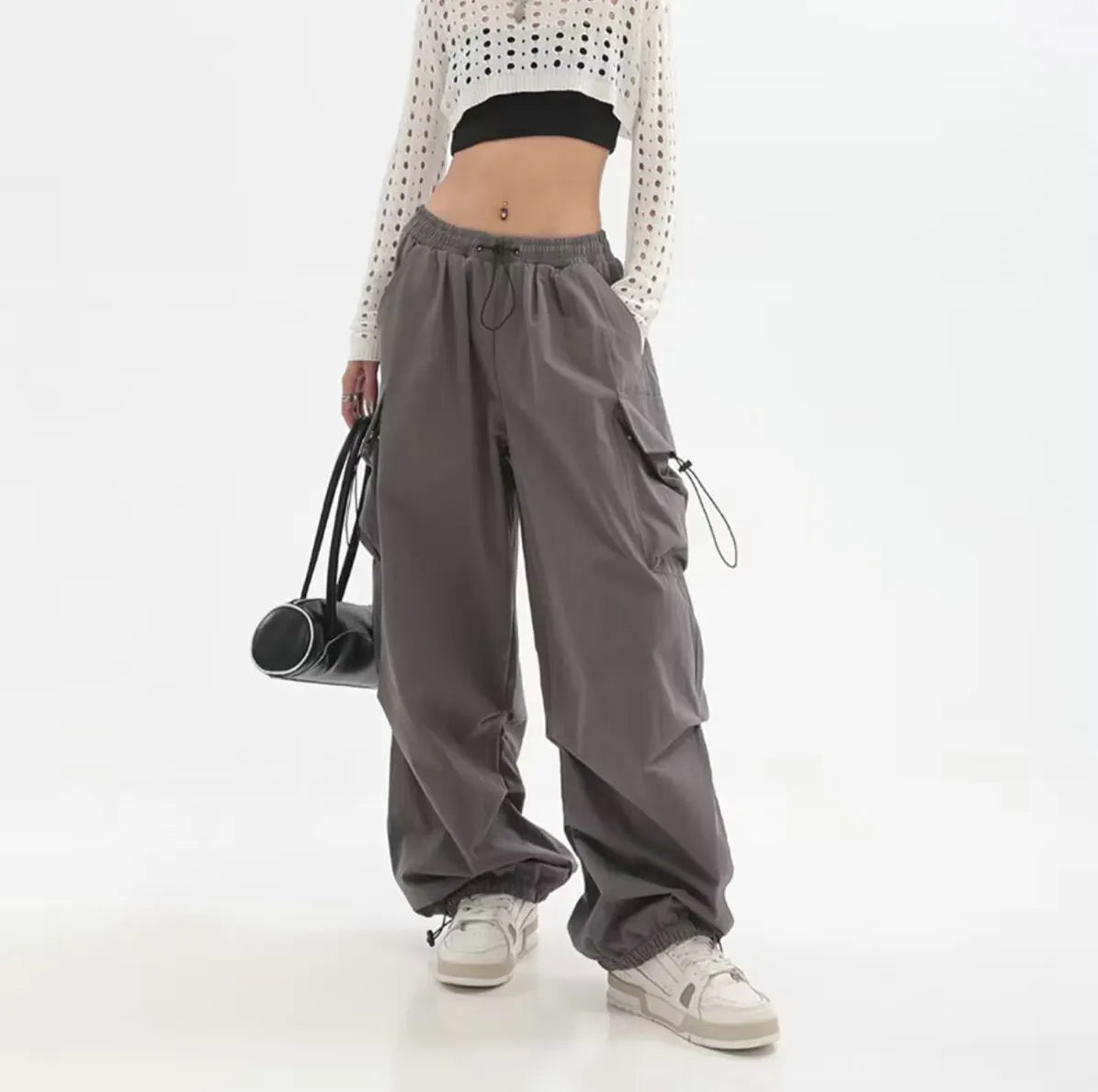 Cargo Pants Women Baggy Trousers 2024 Fall Streetwear Oversized Pants Vintage Casual Elastic Waist Loose Sweatpants Women