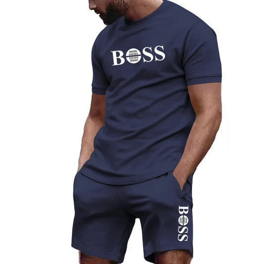 2024 Summer Men's Two-Piece Sportswear: Hot Selling Short-Sleeved T-Shirt and Pants Set for Running and Fitness