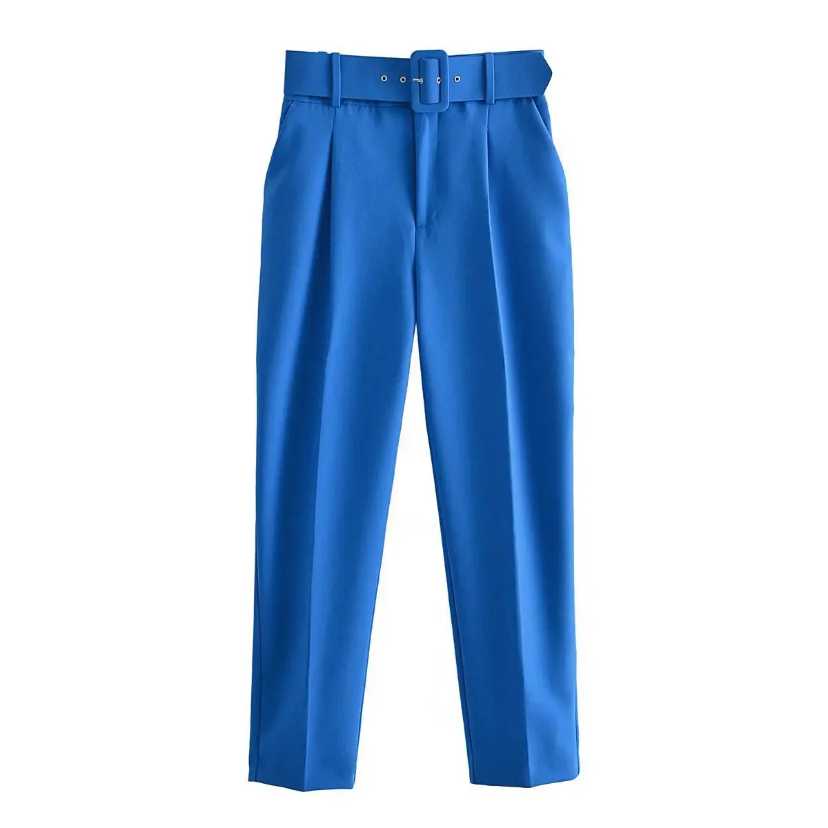 2005 New Spring Fall Solid Color High-waisted Straight Career Commuter  Pants Women's, Multi-color Casual Female Pants with Belt