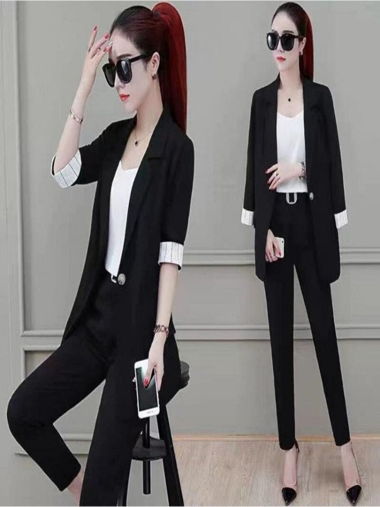 Modern Elegance Women Three-Piece Fashion office Suit Set - Professional Wear with a Touch of Korean Sophistication