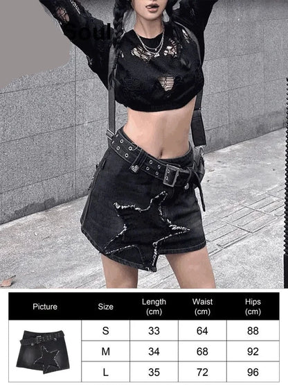  Black High Waist Women Skirt 2023 New Y2k Style Harajuku Punk Goth Dark Grunge Streetwear Female Clothe