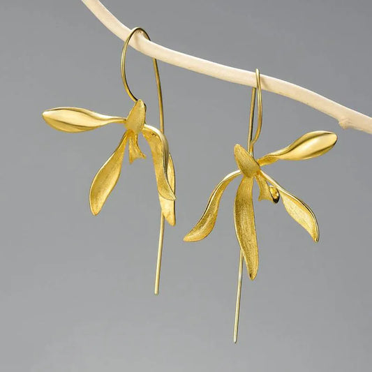 Exquisite Blooming Flower Hook Earrings Simple Accessories Gold Silver Color Plant Drop Dangle Earrings Jewelry