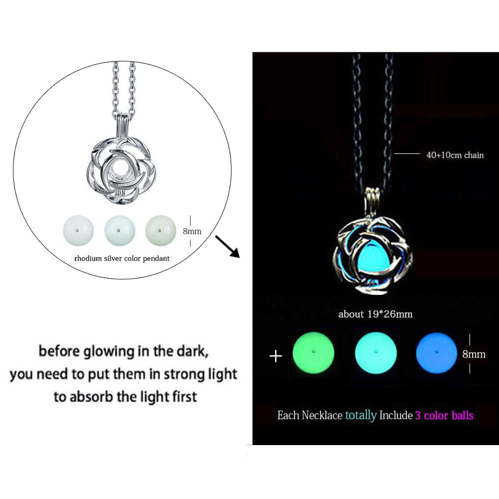 Luminous Dragon Necklace Glowing Night Fluorescence Antique Harajuku Style Silver Plated Glow In The Dark Necklace for Men Women Party Hallowen