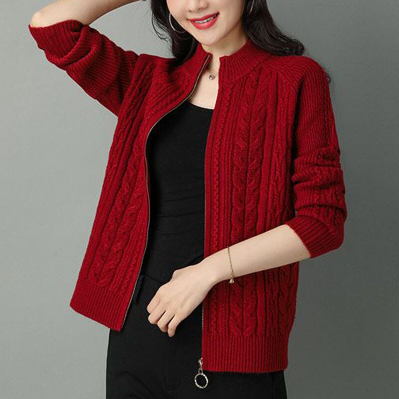 New Style Women's Knitted Zipper Cardigan Jacket