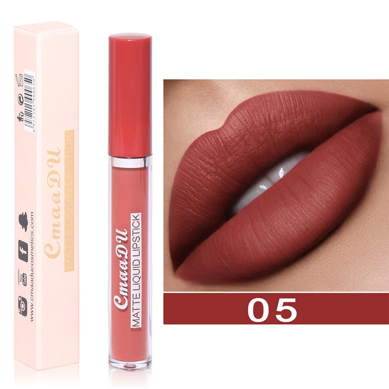 Velvet Matte Lip Gloss Sexy, Long Lasting, Non-stick Cup, Waterproof - Women's Beauty Makeup in Red shade