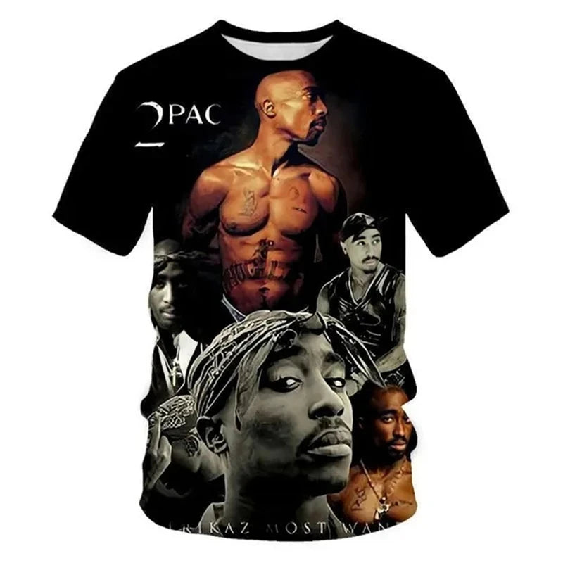 Rock Rapper 2pac T Shirts 3D Print Hip Hop Streetwear T-shirt