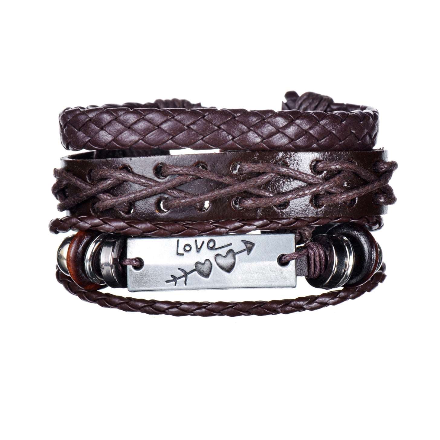 3/4Pcs/ Set Braided Wrap Leather Bracelet for Men