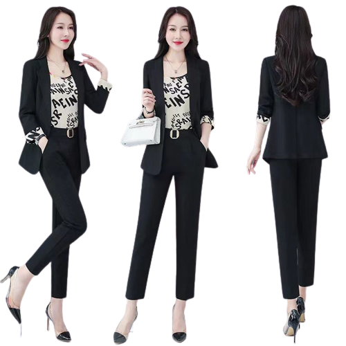 Modern Elegance Women Three-Piece Fashion office Suit Set - Professional Wear with a Touch of Korean Sophistication