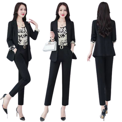 Modern Elegance Women Three-Piece Fashion office Suit Set - Professional Wear with a Touch of Korean Sophistication