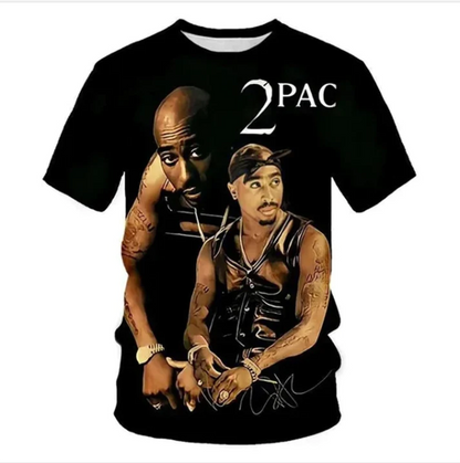 Rock Rapper 2pac T Shirts 3D Print Tupac Amaru Shakur Hip Hop Streetwear T-shirt Men Women Oversized Summer Casual Tee Pullovers