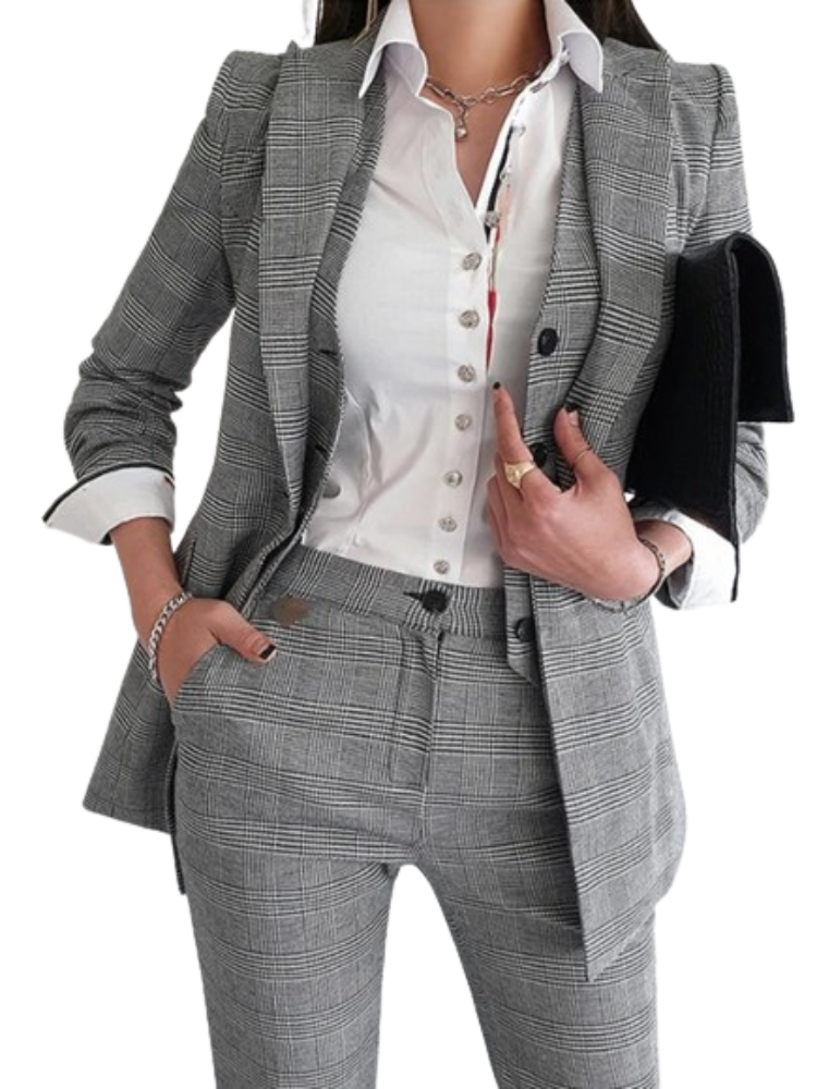 Vintage Korean Style Office Fashion with a 3-Piece Women's Blazer Suit for Chic Business Elegance