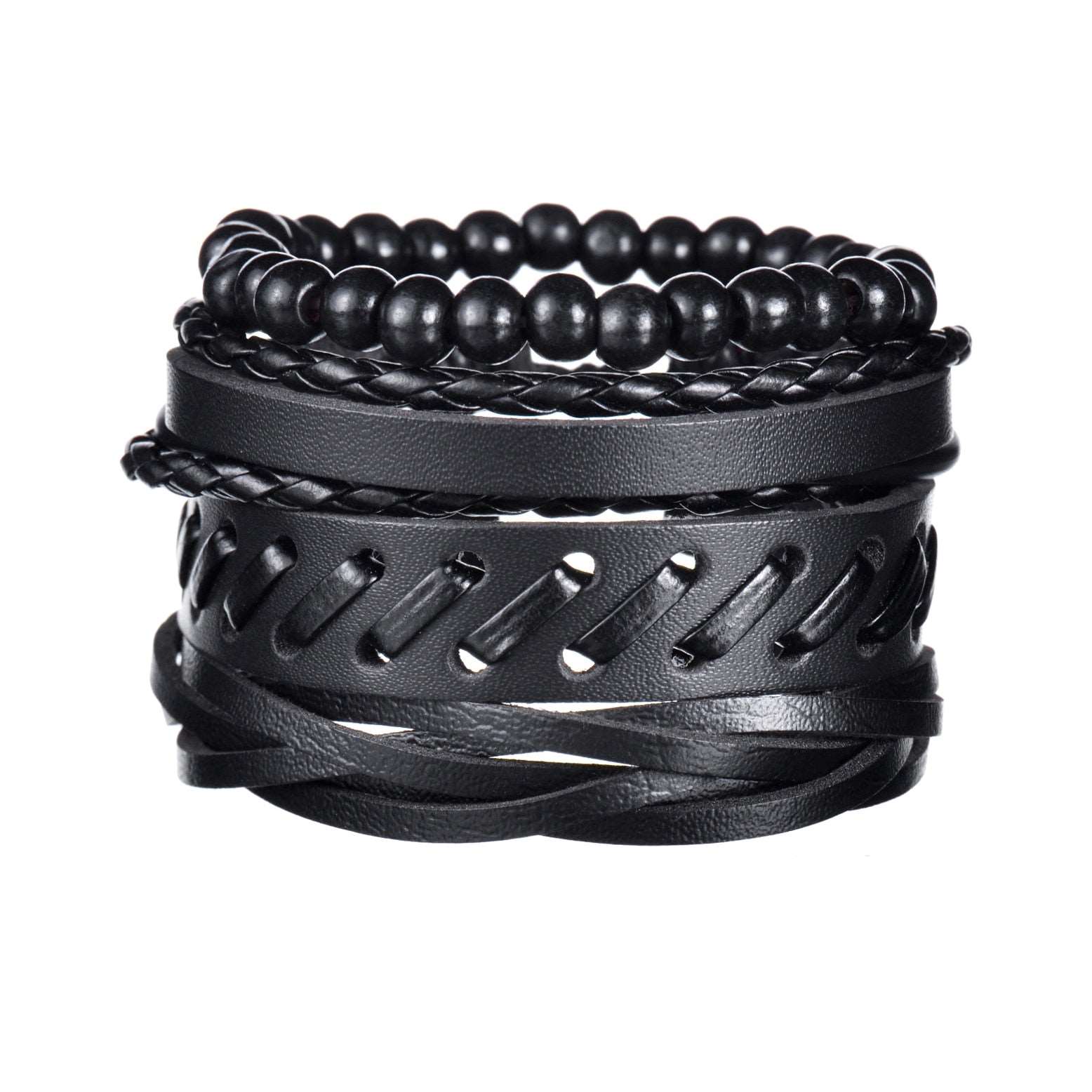 3/4Pcs/ Set Braided Wrap Leather Bracelet for Men