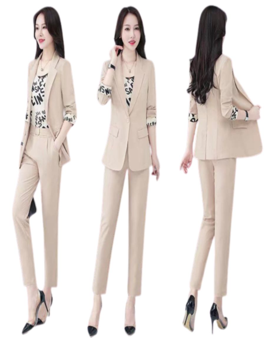 Modern Elegance Women Three-Piece Fashion office Suit Set - Professional Wear with a Touch of Korean Sophistication