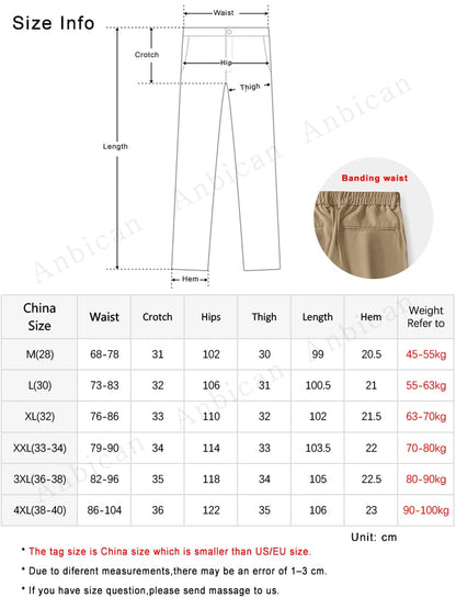 New Summer Casual Pants Men Breathable Polyester Korean Fashion Semi-Wide Banded Waist Slacks Straight Loose Drape Trousers