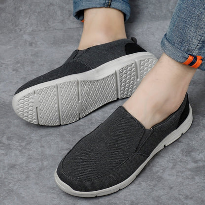 Men's Summer Canvas Shoes Breathable, Comfortable Slip-On Walking Sneakers, Classic Loafers for Outdoor Comfort