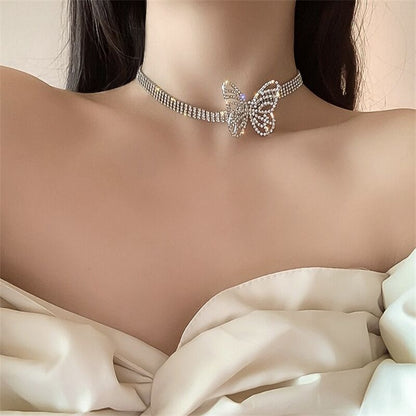 Bundle Neck Full Rhinestone Choker Luxury Crystal Gem Necklace Glitter Collar Fashion Long Chain Jewelry Salon For Party