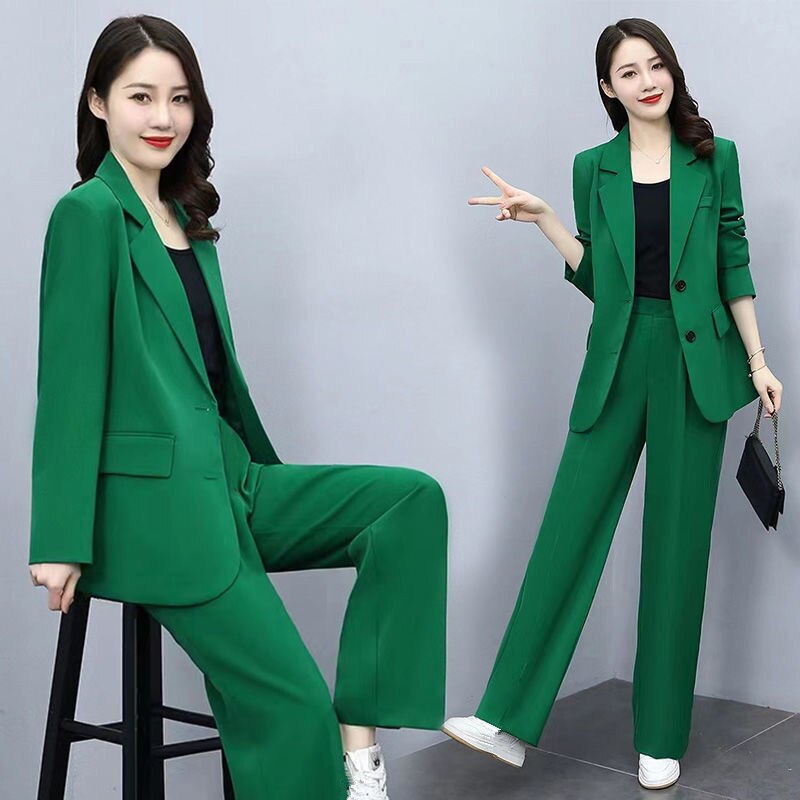 chic and versatile Spring Autumn Thin Women's Blazers Long Pants 2 Piece Set – a fashionable Korean office lady ensemble comfort office outfits