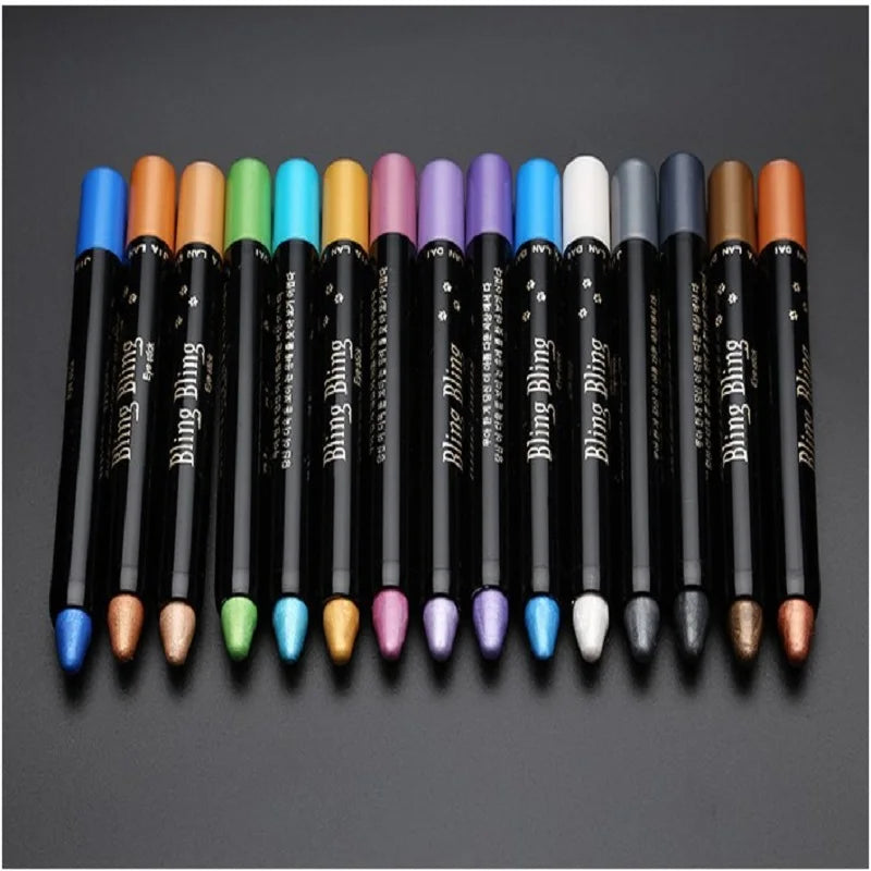 Waterproof Pearlescent Eyeshadow Pencil Stick 15 Colors Lasting Glitter Shimmer Eye Shadow Pen Eyeliner Stick Eyes Makeup Tools