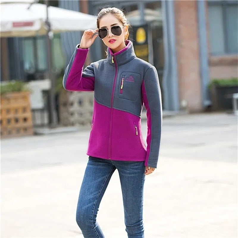 Women's Thickened Plush Fleece Coat Loose Zip Embroidered Jacket