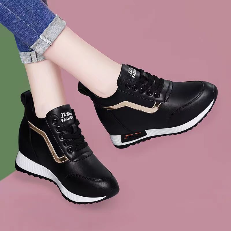 Women's Autumn Wedge Shoes Casual Increase Shoes with Hidden Heels, Thick Bottom Breathable Trainers