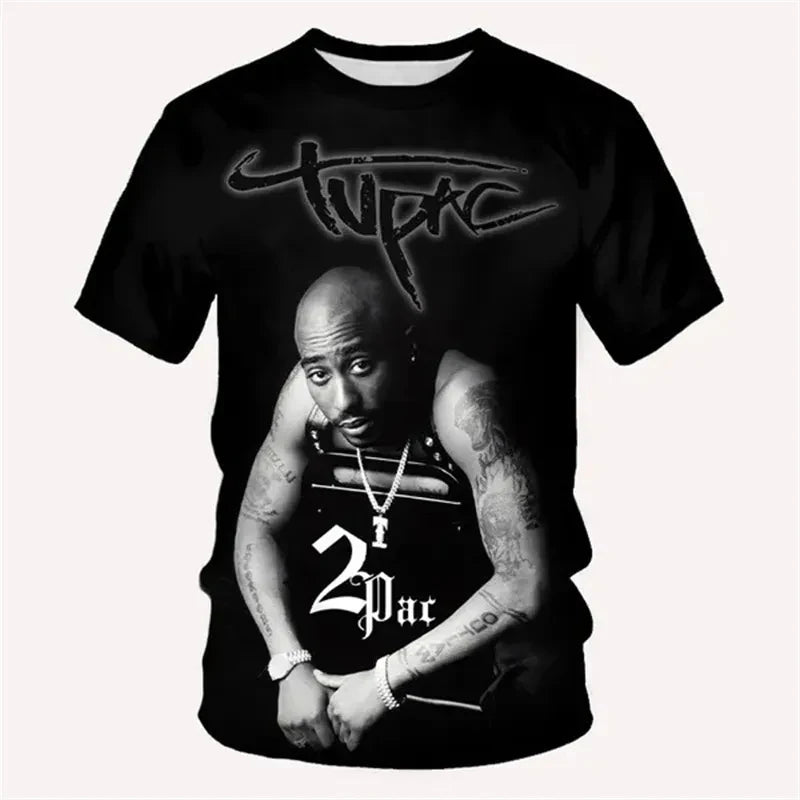 Rock Rapper 2pac T Shirts 3D Print Hip Hop Streetwear T-shirt